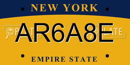 AR6A8E New York License Plate