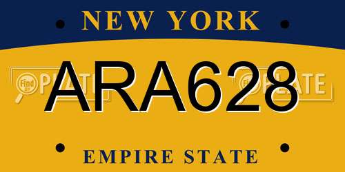 ARA628 New York License Plate