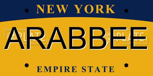 ARABBEE New York License Plate