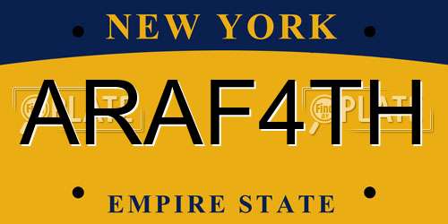 ARAF4TH New York License Plate