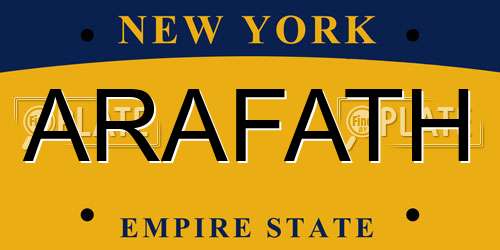 ARAFATH New York License Plate