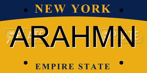 ARAHMN New York License Plate