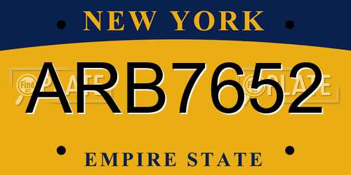 ARB7652 New York License Plate
