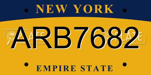 ARB7682 New York License Plate