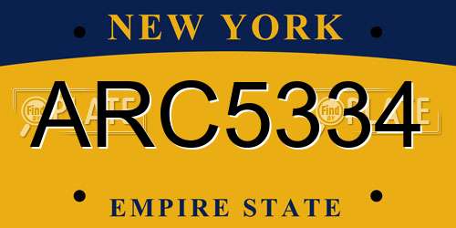 ARC5334 New York License Plate