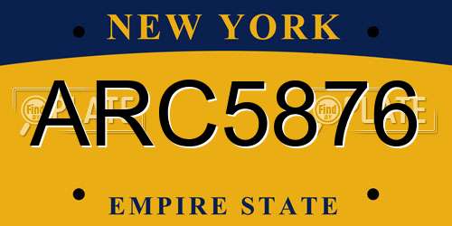 ARC5876 New York License Plate