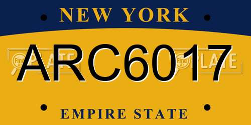 ARC6017 New York License Plate