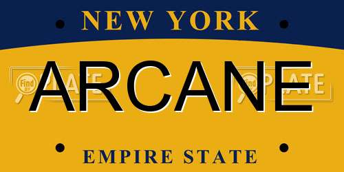 ARCANE New York License Plate
