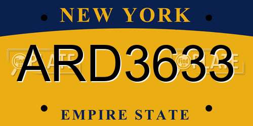 ARD3633 New York License Plate