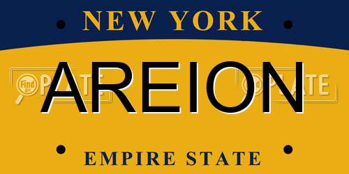 AREION New York License Plate