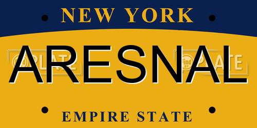 ARESNAL New York License Plate