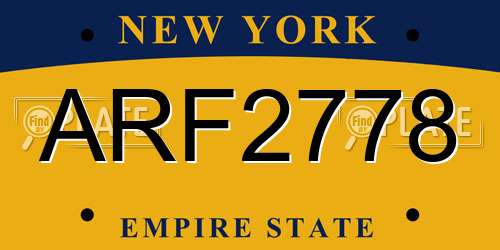ARF2778 New York License Plate