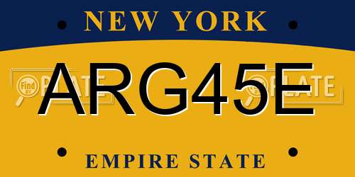 ARG45E New York License Plate
