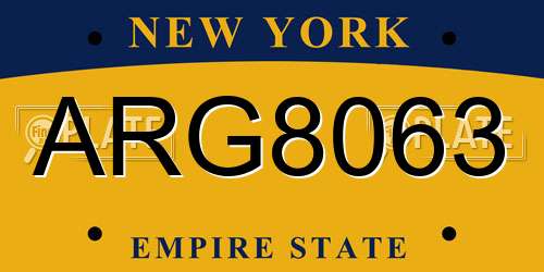 ARG8063 New York License Plate