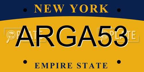 ARGA53 New York License Plate
