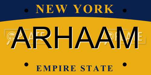ARHAAM New York License Plate