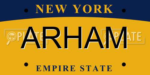 ARHAM New York License Plate