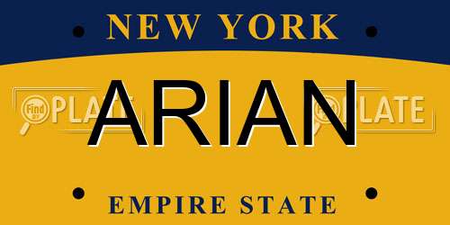 ARIAN New York License Plate