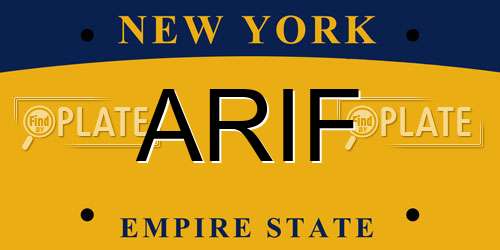 ARIF New York License Plate