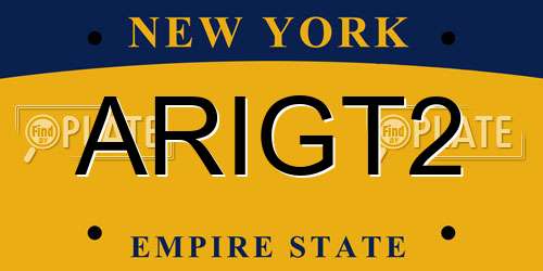 ARIGT2 New York License Plate