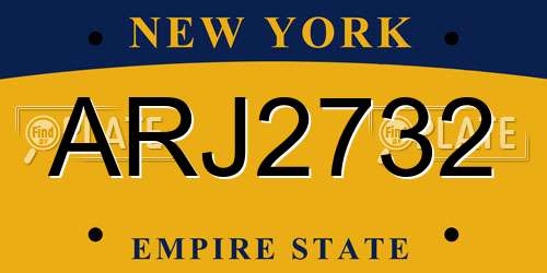 ARJ2732 New York License Plate