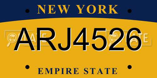 ARJ4526 New York License Plate