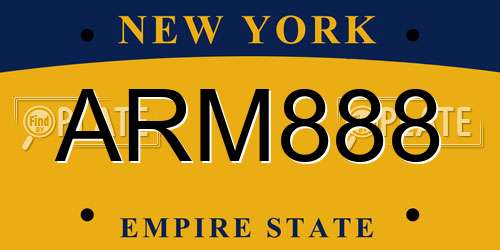 ARM888 New York License Plate