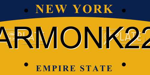ARMONK22 New York License Plate