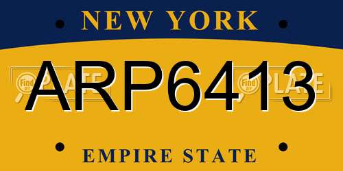 ARP6413 New York License Plate