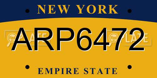 ARP6472 New York License Plate