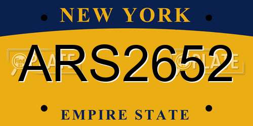ARS2652 New York License Plate