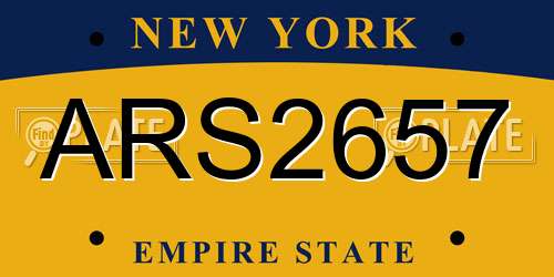 ARS2657 New York License Plate