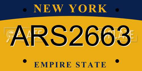 ARS2663 New York License Plate