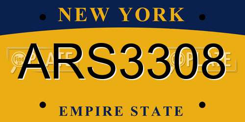 ARS3308 New York License Plate