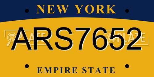 ARS7652 New York License Plate
