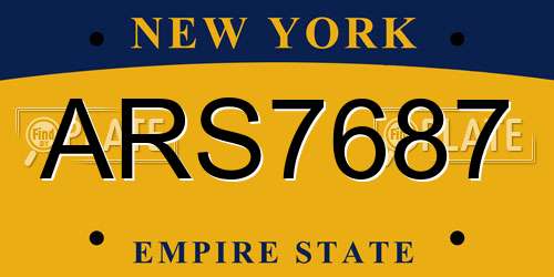 ARS7687 New York License Plate