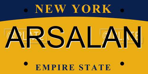 ARSALAN New York License Plate