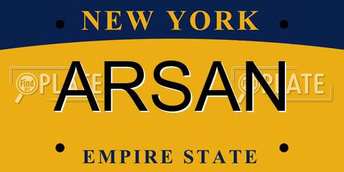 ARSAN New York License Plate