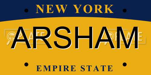 ARSHAM New York License Plate