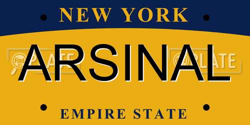 ARSINAL New York License Plate
