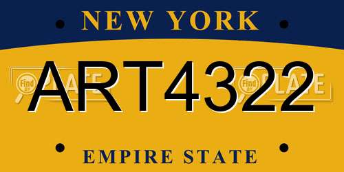 ART4322 New York License Plate