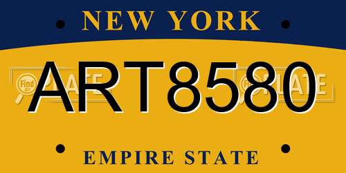 ART8580 New York License Plate