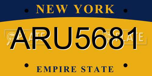 ARU5681 New York License Plate