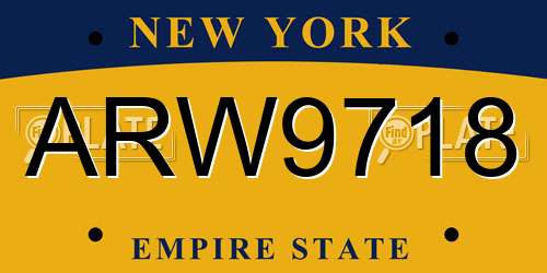 ARW9718 New York License Plate