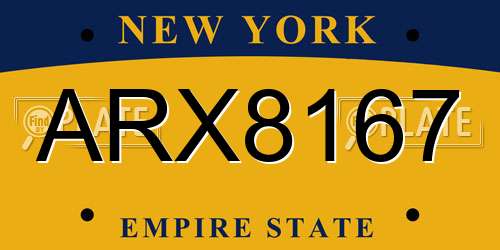 ARX8167 New York License Plate