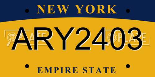 ARY2403 New York License Plate
