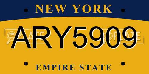 ARY5909 New York License Plate