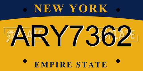 ARY7362 New York License Plate