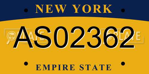 AS02362 New York License Plate