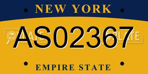 AS02367 New York License Plate